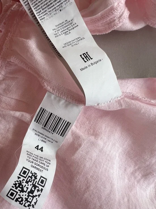 NWT 120% Lino Brand Italy pink size 44 lace v neck - Picture 8 of 11